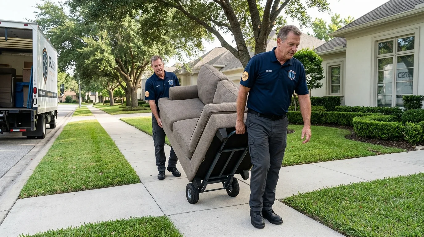 Local residential moving crew loading furniture in Stoneville, NC